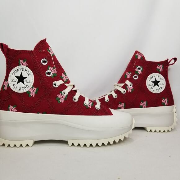 Converse Unisex Run Star Hike Rose Stitch Platforms Women Size 7 Red A14885C NWT - Picture 3 of 8